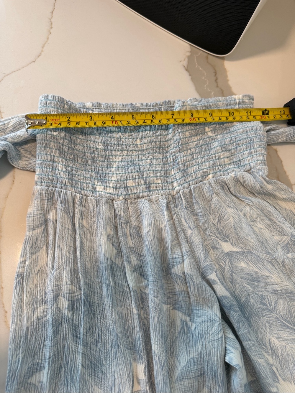 Light Blue Tropical Print Tie-Waist Wide Leg Pants - Picture 5 of 6